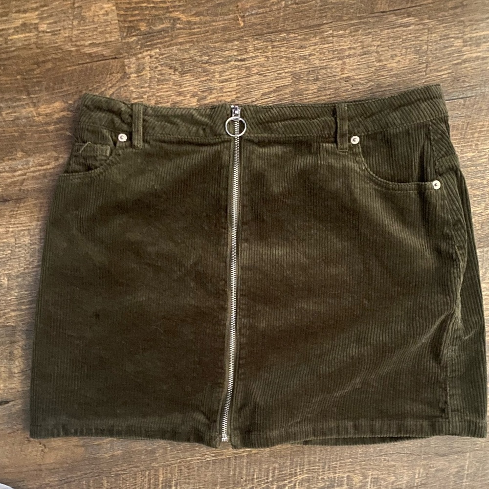 Love Tree Dark Green Corduroy Mini Skirt